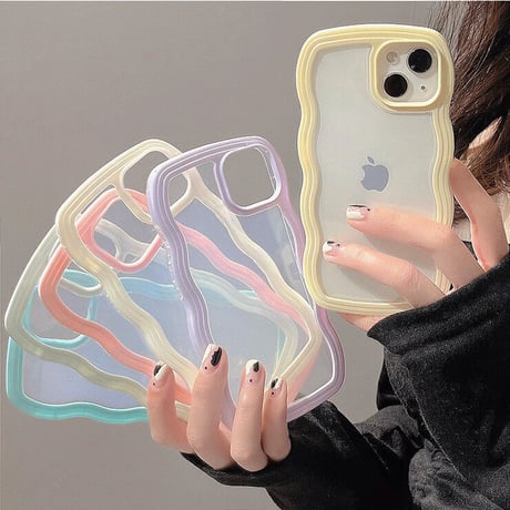 【iPhone16対応】波デザインの枠 iphone15/14/13/12promaxケース  耐衝撃 クリア iphone11/XSMAXカバー  頑丈 耐久性 人気品[M1732]