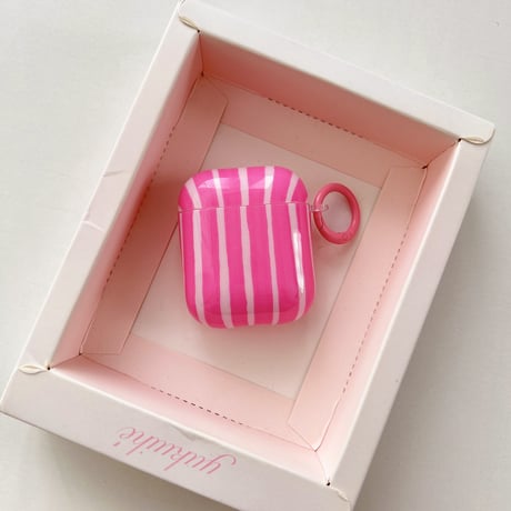 ストライプ柄 Airpods 4ケース 艶感 AirpodsPro2ケース  シンプル風  airpods3カバー リング付き シック オシャレ [M5478]