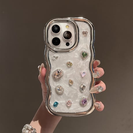 ダイヤ iPhone16/16Proケース うねうねキラキラ iPhone15Pro/14/13pro/12ケース 豪華  上品 指紋防止/落下防止[M4719]