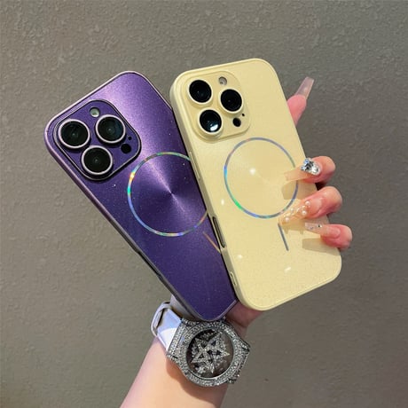 キラキラ iPhone16Pro/16plusケース 耐衝撃 Magsafe対応 iPhone15promax/14/13proカバー 高級感 全面保護 贅沢 存在感抜群[M5411]
