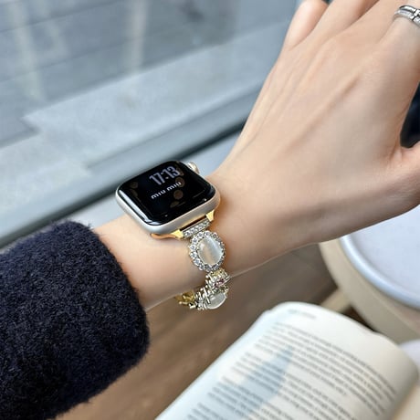 高級感高品質 アップルウォッチ10バンド ダイヤ/宝石デコ AppleWatchベルト Ultra3/2/1 Series 10/9/8 SE3/2/1 お洒落 [M5174]