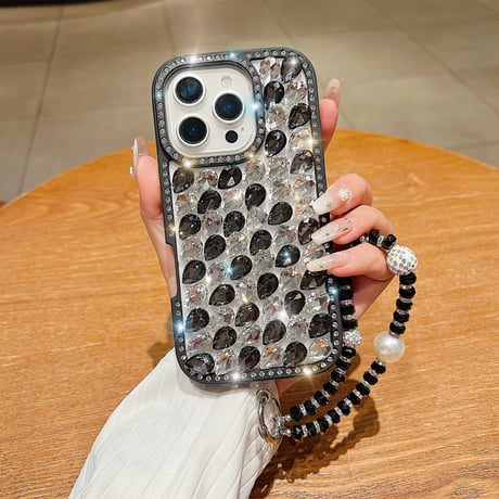 豪華ダイヤ iPhone16Pro/16カバー ジュエリー キラキラ iPhone15plus/14/13promaxケース 贅沢 ストラップ 高級感たっぷり [M5291]
