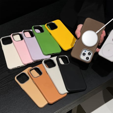 Magsafe対応 革製 iPhone15pro/15promaxケース  高級感 iPhone14pro/13/12promaxカバー 耐久性あり シンプル風[M4355]