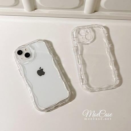 クリアiPhone15/14proケース 波紋枠レンズカバー アイフォン13/12pro/11カバー 透明 全面保護 落下防止 [M2835]