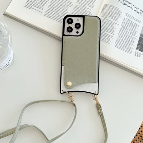 iPhone14proケース ショルダー紐 カード収納 iphone13/12promaxカバー  シンプル お札入れ 頑丈 [M2270]