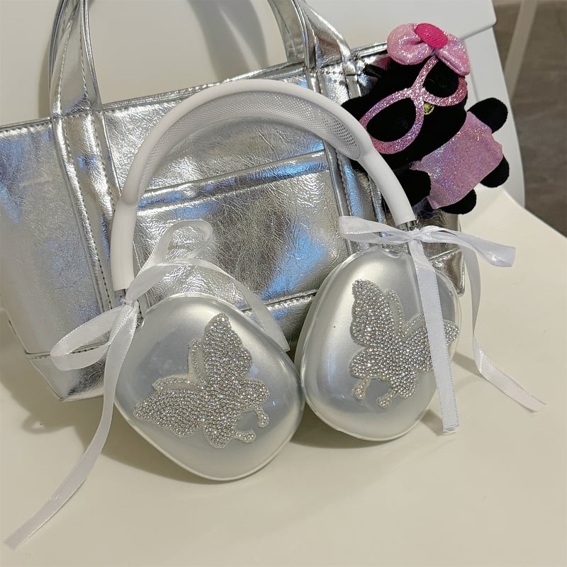 ジュエリーデコ AirPodsMaxケース にこちゃん/蝶/星 キラキラクリア