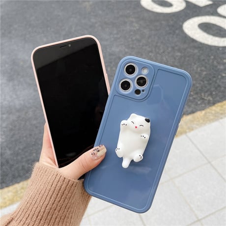 立体柔らかい猫付 iphone11/12proケース ストレス解散  つまむcat iphoneXR/SE2カバー ツヤ感  超可愛い頑丈アイフォンケースM289