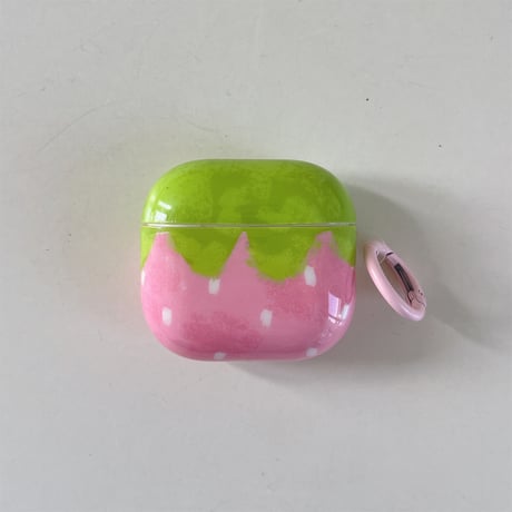 韓国風 Airpods4ケース イチゴ柄 Airpods3/Pro2ケース airpodspro2カバー  ストラップ/リング 大人可愛い[M5273]