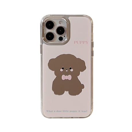 鏡 iPhone15/15Proケース 犬ちゃん ピンク iPhone14Pro/13/12カバー かわいい ト便利 ギフトにおすすめ [M3804]