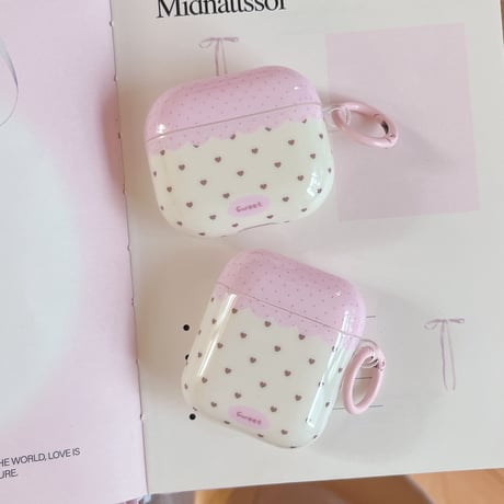 大人可愛い Airpods Pro3ケース 光沢感 Airpods4/3カバー pro2/pro1 リング/キーホルダー  甘めコーデにおすすめ[M6211]