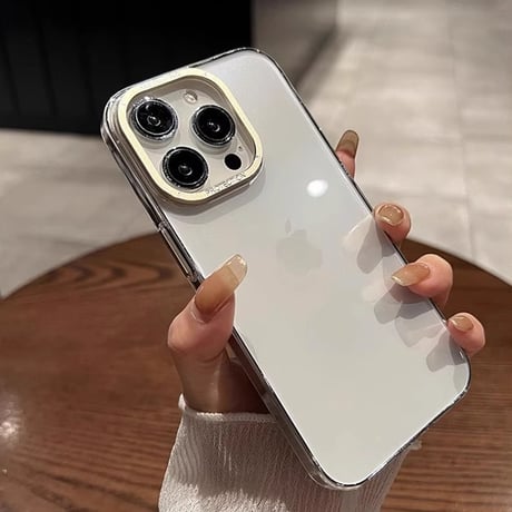 iPhone16Pro/16ProMaxケース クリア 金属カメラ枠 黄ばまない アイフォン15プロ/14/13proカバー 薄型軽量 頑丈 [M4671]