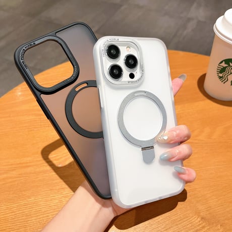 高品質MagSafe スタンドiPhone15/15Proケース 指紋防止 iPhone14Pro/13/12Proカバー 高機能 シンプル 高級感 [M3820]