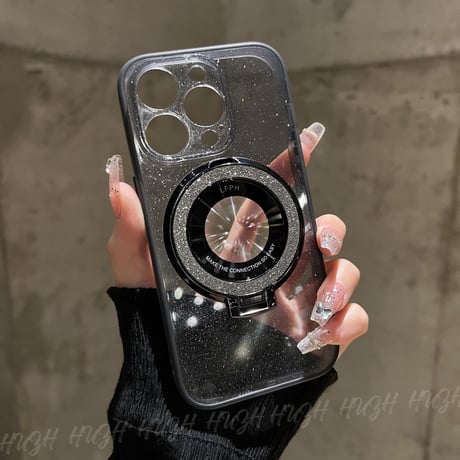 キラキラ MagSafeスタンド iPhone15pro/15promaxケース  クリア iPhone14Pro/13/12カバー 綺麗 女子力アップ コスパ最強[M3708]
