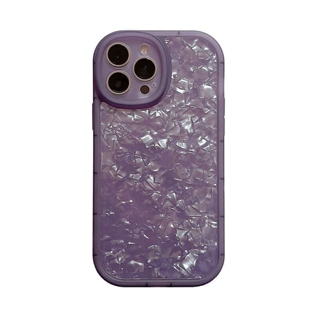 貝殻紋 アイフォン14/13proケース 紫色 キラキラ iPhone12/11proカバー 綺麗 エレガント  女子力アップ[M3337]