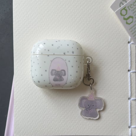 象 Airpods Pro3ケース かわいい Airpods4/3カバー pro2/pro1 リング/キーホルダー ギフトにおすすめ[M6327]