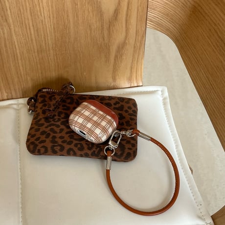 チェック柄 Airpods 4ケース レザーストラップ付 Airpodspro2/proカバー Airpods3/2 シック おしゃれ ギフトにおすすめ[M4869]