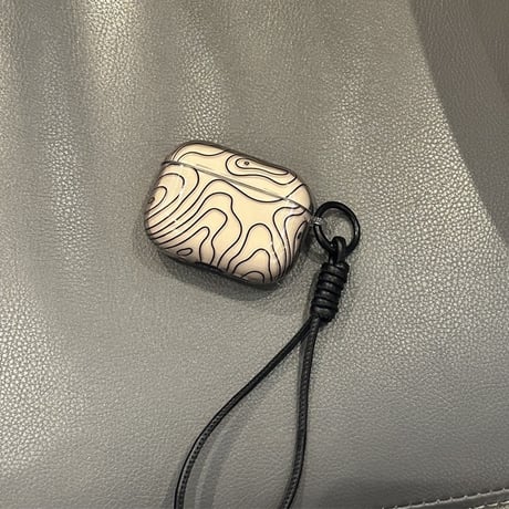 線柄 AirpodsPro3ケース オシャレ シック エアポッズ4/3  AirpodsPro2/Proカバー  皮ストラップ ギフトにおすすめ [M5922]