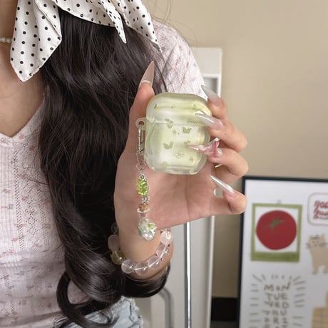 蝶柄 Airpods4ケース 可愛い花キーチェーン パステルカラー AirpodsPro2ケース airpods3/2カバー 女子力高い[M5370]