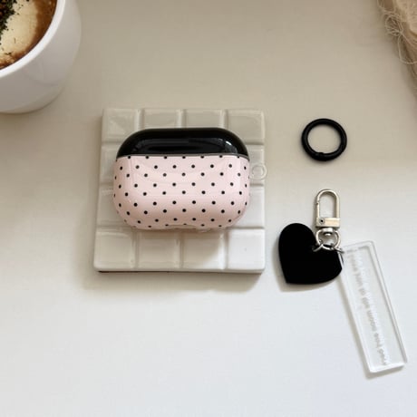 韓国っぽ Airpods Pro3ケース 水玉模様 Airpods4/3カバー pro2/pro1 リング/ハートキーホルダー  大人可愛い[M6115]