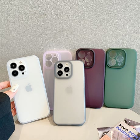 高品質指紋防止 iPhone14/14proケース 黄ばまない アイフォン13/12proカバー  半透明 マット 全面保護 シンプル薄型 [M3190]