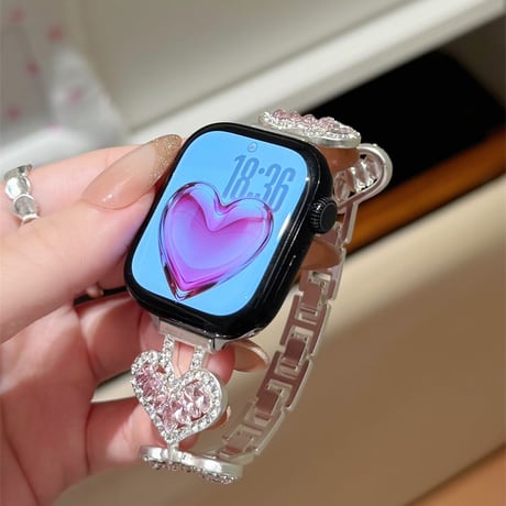 ジュエリーハート AppleWatchバンド 甘め AppleWatchベルト Series 11/10/9/8 SE3/2  Ultra3/2/1 高級感キラキラ感[M6533]