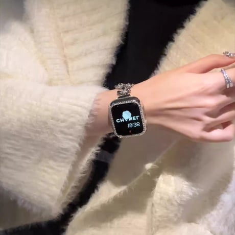 ダイヤ花 AppleWatchバンド 上品 Series11/10/9 Ultra series8 7 6 5  SE アップルウォッチベルト 大人ファッション おしゃれ[M6374]