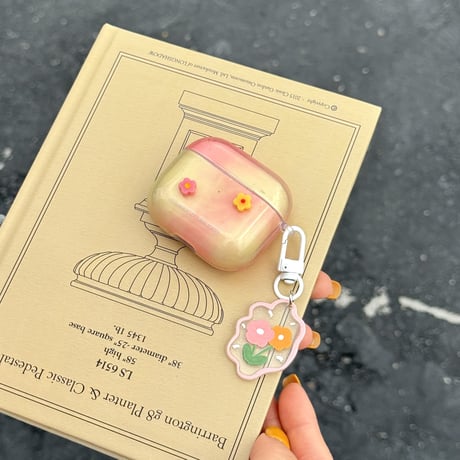 韓国風花 Airpods4ケース グラデーションカラー AirpodsPro2ケース airpods3/2カバー  かわいい キーチェーン付 淡色系 [M5335]