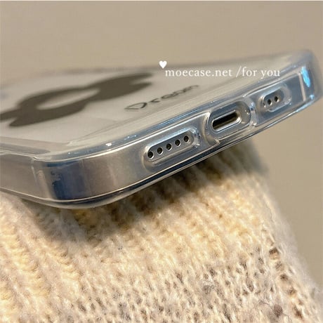 黒花柄 iPhone14/14proクリアケース  シック iPhone13/12promaxカバー 高透明感  高級感 ギフトにおすすめ[M2659]