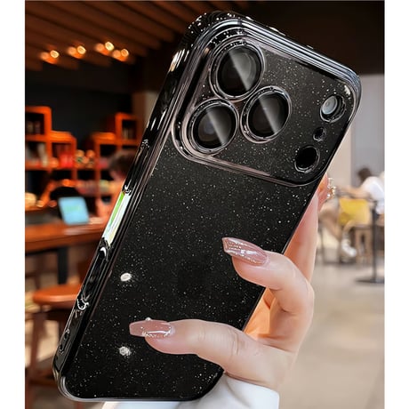 iPhone17Pro/17ケース キラキラ おしゃれ iPhone Air/17ProMaxカバー レンズ保護フィルム付き ラメ入り 軽量丈夫[M5681]