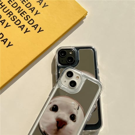 ミラー猫ちゃん iphone14/13ケース かわいい アイフォン12プロ/11カバー 面白い 頑丈 お揃い ギフトにおすすめ[M3042]