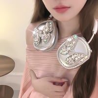 ダイヤ蝶 AirPodsMax2/1ケース  ジュエリーデコ エアーポッズ マックス専用カバー ギフトに最適 大人可愛い[M5279]