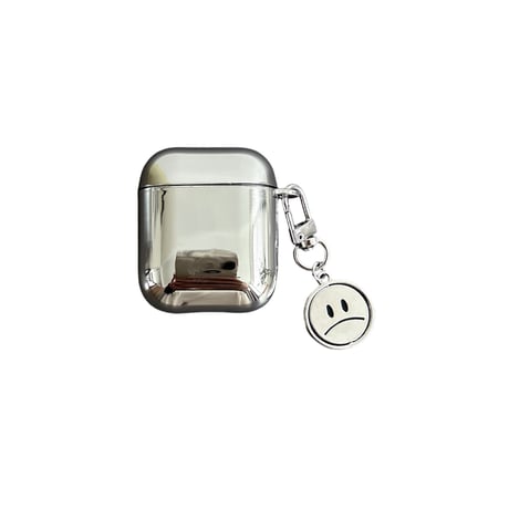 メッキ Airpods 4ケース にこちゃんキーチェーン付 Airpods3/Pro2ケース airpodspro2カバー  艶感 大人可愛い[M5253]