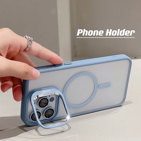 指紋防止 Magsafeスタンド iPhone15pro/15promaxケース 強化ガラスレンズフィルム iphone14Pro/13/12ケース 高品質耐衝撃[M3750]