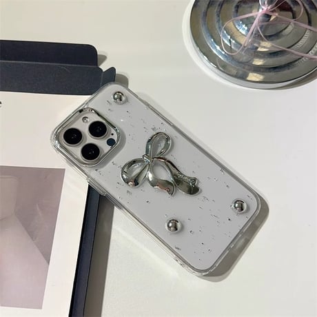 高級感リボン iPhone15/15proカバー 女子力高いiPhone14Pro/13promax/12ケース かわいい 綺麗[M4455]