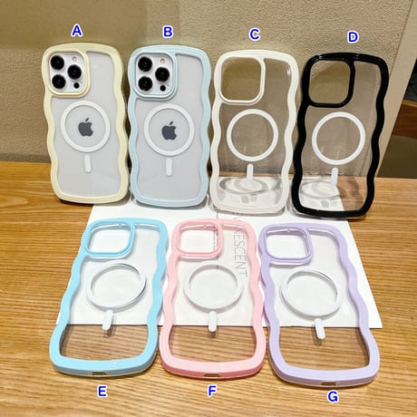 MagSafe ウェーブ型iPhone15/15Proケース うねうね 落下防止 クリアiPhone14/13proカバー 頑丈 [M3540]