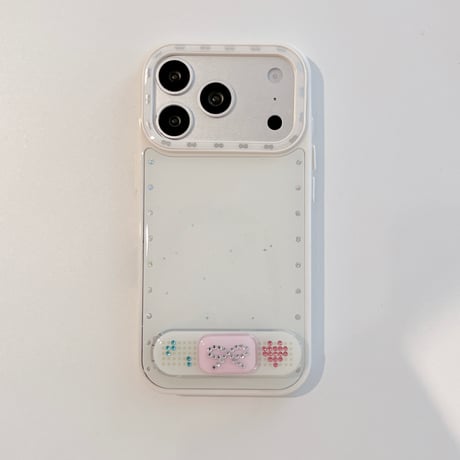 ダイヤリボンスタンド iPhone17Pro/17ケース ストーンライン iPhone16Pro/15/14ケース 淡色系 ガーリーファッション[M6338]