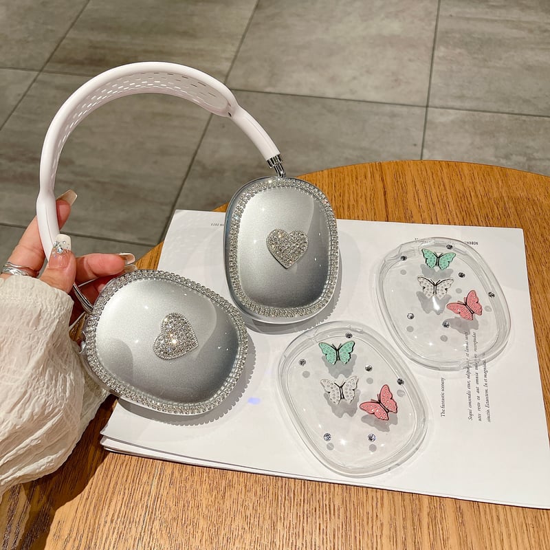 女子力高い AirPodsMaxケース ジュエリーハート/蝶 おしゃれ