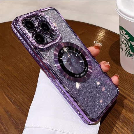 iPhone15/15proケース MagSafe対応 ジュエリー14/13カバー キラキラシート付き おしゃれ [M3478]