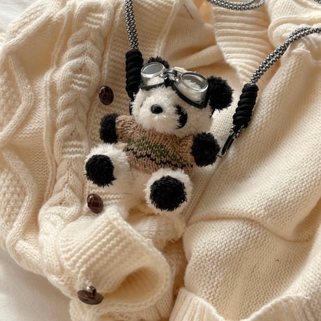 Pandaパンダ ショルダーストラップ 真珠 落下防止  オシャレ 女子力アップ かわいい ギフトにおすすめ 全機種対応 [M3707]