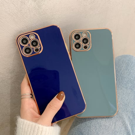 シンプル風ツヤあり iphone12pro/SE2ケース 金色枠ツヤ高級感アイフォン11promax/XSMAXカバー  頑丈耐久性耐衝撃ソフトケース M307