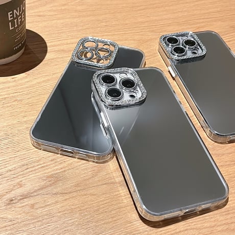 ミラー iPhone15/15proカバー ジュエリーレンズカバー iPhone14/13pro/12ケース お洒落 可愛い[M4556]
