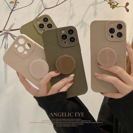 高級感 iPhone14pro/14plusケース スマホグリップ付 アイフォン13/12ミニ/11proカバー シンプル シック 実用 おそろい [M2563]