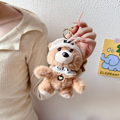 くまぬいぐるみ Airpods Pro3ケース ギフトにおすすめ Airpods4/3カバー pro2/Pro1ケース キーホルダー付 可愛い ふわふわ  [M6421]