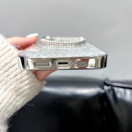 ストーン鏡付 iPhone15/15Proケース キラキラグリッター iPhone14/13Pro/12ケース 可愛い 人気 頑丈[M4020]