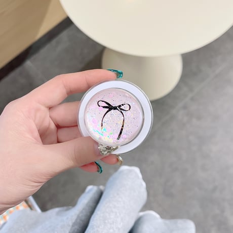 動くダイヤ入り スマホグリップ  花柄/リボン 可愛い マグネットタイプ  スマホスタンド キラキラ艶感 実用 女子力アップ プレゼントにおすすめ[M4423]