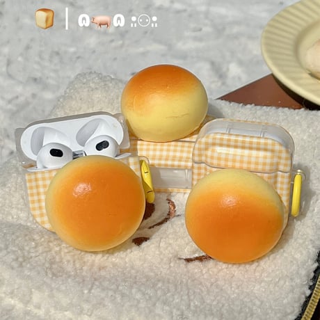 パン AirPodsPro/第3代ケース かわいい ストレス解消  airpodsPro2/Pro1保護カバー イエロー ギフトにおすすめ[M3690]
