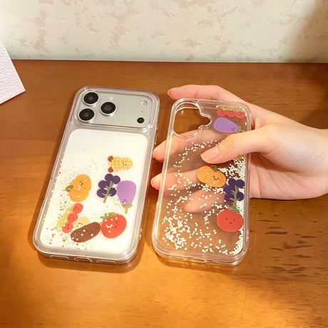 動く野菜 iPhone17Pro/17eケース 液体いり iPhone16Promax/15Proカバー 面白い 頑丈 ギフトにおすすめ [M6388]