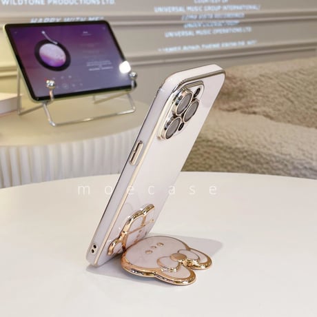 兎ミラースタンド  iPhone14/15Proケース  かわいい 多機能 メッキ アイフォン13/12mini/11proカバー オシャレ ギフトにおすすめ[M2701]