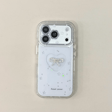 ジュエリーリボン iPhone17/17Proケース 花型カメラカバー iPhone17Promax/16Pro/15カバー  ガールズに人気 [M5957]