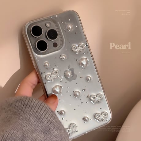 リボン/ハート iPhone16/15proケース クリア iPhone14/13pro/12ケース 大人可愛い 黄ばまない[M4693]